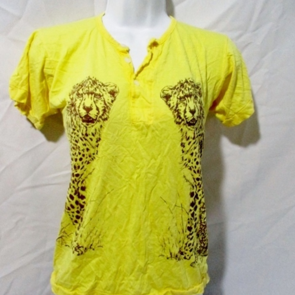 Yellow Cheetah Print Short Sleeve Tee